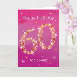 60e verjaardag - 60 sterren - Roze Kaart