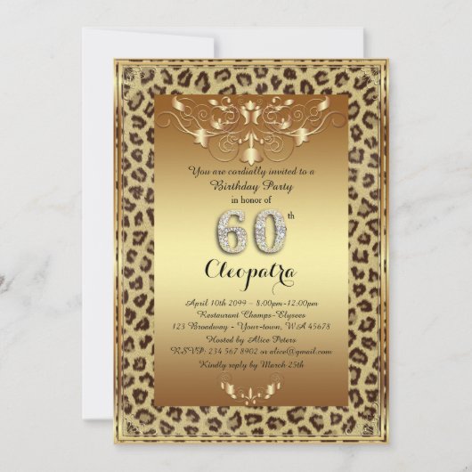 60e verjaardag, 60e verjaardag, Royal Cheetah goud Kaart (Voorkant)