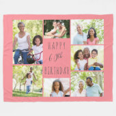 60e verjaardag 7 Foto Collage Coral en Gray Fleece Deken (Voorkant (Horizontaal))