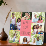 60e verjaardag 7 Foto Collage Coral Gray Fotoplaat<br><div class="desc">Zeg Happy 60th Birthday met een gepersonaliseerde fotoplaque. Het fotomalplaatje is opstelling voor u om 7 van uw favoriete foto's toe te voegen die in een fotocollage rond de verjaardaggroet worden getoond. De formulering luidt "Happy 60th Birthday" in casual typografie. "60th" is eigenlijk bewerkbaar als je dit voor een andere...</div>