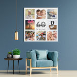 60e verjaardag aangepaste foto collage wit monogra imitatie canvas print<br><div class="desc">Een unieke 60e verjaardagsgeschenk of -hoed, die haar leven viert met een collage van 8 van je foto's. Voeg afbeeldingen van haar familie, vrienden, huisdieren, hobbies of droomreisbestemming toe. Pas een naam, leeftijd 60 en een datum aan en voeg deze toe. Grijze en zwarte gekleurde letters. Een witte achtergrond. Dit...</div>