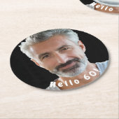 60e verjaardag aangepaste foto hallo 60 man ronde kartonnen onderzetter (Gebogen)