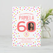 60e verjaardag aangepaste foto levende koraalconfe kaart (Staand voorkant)