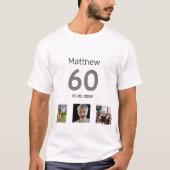 60e verjaardag aangepaste foto monogram man t-shirt (Voorkant)