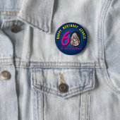 60e verjaardag aangepaste foto retro gepersonalise ronde button 5,7 cm (In situ)