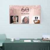 60e verjaardag aangepaste foto roos gouden roze gl spandoek (Beurs)