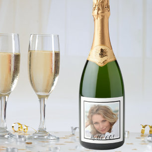 60e verjaardag aangepaste foto zwart-wit sparkling wijnetiket