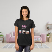 60e verjaardag aangepaste fotoroze monogram vrouw t-shirt