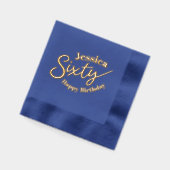 60e verjaardag aangepaste naam zestig script tekst folie servetten (Links)