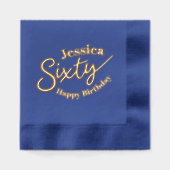 60e verjaardag aangepaste naam zestig script tekst folie servetten (Voorkant)