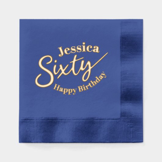 60e verjaardag aangepaste naam zestig script tekst folie servetten (Voorkant)