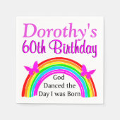  60E VERJAARDAG AANGEPASTE REGENBOOG SERVETTEN (Voorkant)