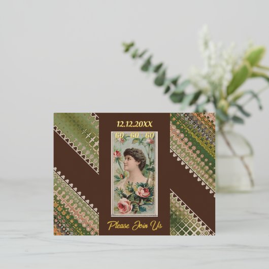 60e verjaardag Aangepaste Uitnodiging Bloemen Beau (Staand Voorkant)