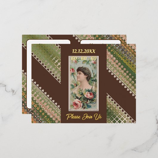 60e verjaardag Aangepaste Uitnodiging Bloemen Beau (Voorkant / Achterkant)