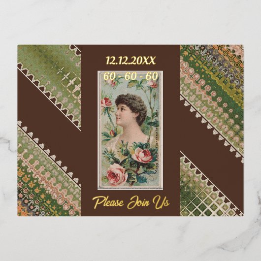 60e verjaardag Aangepaste Uitnodiging Bloemen Beau (Voorkant)