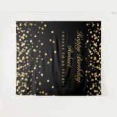 60e verjaardag achtergrond, zwart en goud fotohokj wandkleed (Voorkant (horizontaal))