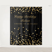 60e verjaardag achtergrond, zwarte en gouden fotog wandkleed (Voorkant)