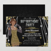 60e verjaardag Afrikaans-Amerikaans Flapper-meisje Kaart (Voorkant / Achterkant)