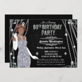 60e verjaardag Afrikaans-Amerikaans Flapper-meisje Kaart (Voorkant / Achterkant)