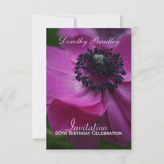 60e verjaardag Anemone Custom Invite Kaart (Voorkant)