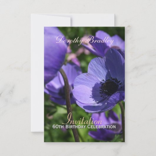 60e verjaardag Anemone Custom Invite Kaart (Voorkant)