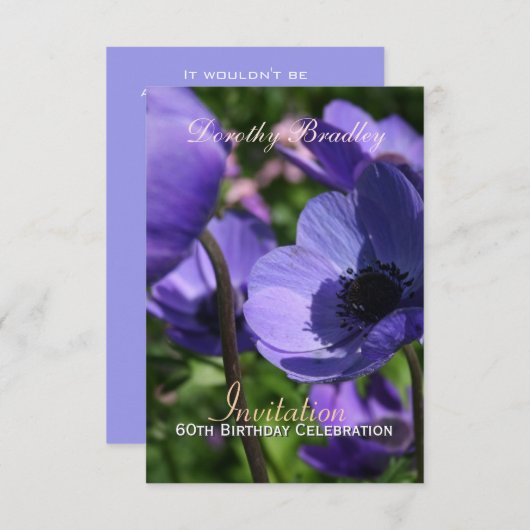 60e verjaardag Anemone Custom Invite Kaart (Voorkant / Achterkant)