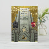 60e verjaardag Art Deco Gatsby Theme Invitati Kaart (Staand voorkant)