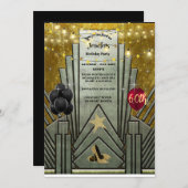 60e verjaardag Art Deco Gatsby Theme Invitati Kaart (Voorkant / Achterkant)