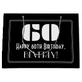 60e verjaardag ~ Art Deco Geïnspireerde look "60"  Groot Cadeauzakje (Voorkant)