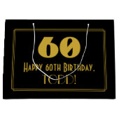 60e verjaardag — Art Deco Geïnspireerde look "60"  Groot Cadeauzakje (Voorkant)