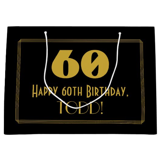 60e verjaardag — Art Deco Geïnspireerde look "60"  Groot Cadeauzakje (Voorkant)
