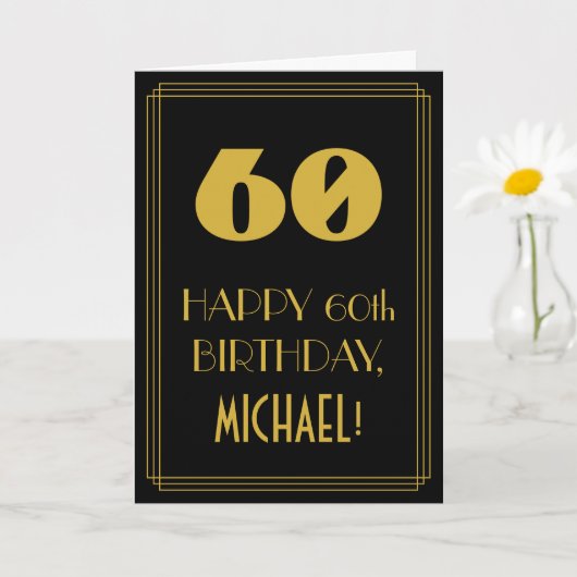 60e verjaardag - Art Deco geïnspireerde look "60" Kaart (Kleine Plant)