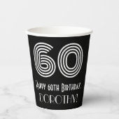 60e verjaardag — Art Deco Geïnspireerde look "60" Papieren Bekers (Voorkant)
