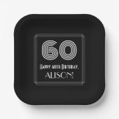 60e verjaardag — Art Deco Geïnspireerde look "60" Papieren Bordje (Voorkant)