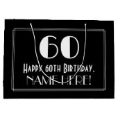 60e verjaardag: Art Deco Geïnspireerde stijl "60", Groot Cadeauzakje (Achterkant)