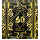 60e verjaardag Art Deco Gold Black Grote Gatsby Douchegordijn (Voorkant)