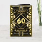 60e verjaardag Art Deco Gold Black Grote Gatsby Kaart (Voorkant)
