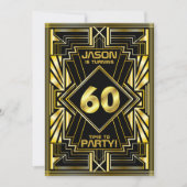 60e verjaardag Art Deco Gold Black Grote Gatsby Kaart (Voorkant)