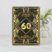 60e verjaardag Art Deco Gold Black Grote Gatsby Kaart (Staand voorkant)