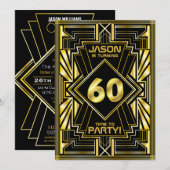 60e verjaardag Art Deco Gold Black Grote Gatsby Kaart (Voorkant / Achterkant)