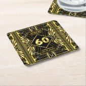 60e verjaardag Art Deco Gold Black Grote Gatsby Kartonnen Onderzetters (Schuin)