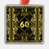 60e verjaardag Art Deco Gold Black Grote Gatsby Metalen Ornament (Voorkant)