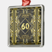 60e verjaardag Art Deco Gold Black Grote Gatsby Metalen Ornament (Links)