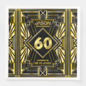 60e verjaardag Art Deco Gold Black Grote Gatsby Servet (Voorkant)