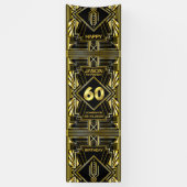 60e verjaardag Art Deco Gold Black Grote Gatsby Spandoek (Verticaal)