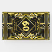 60e verjaardag Art Deco Gold Black Grote Gatsby Spandoek (Horizontaal)