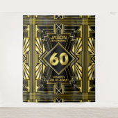 60e verjaardag Art Deco Gold Black Grote Gatsby Wandkleed (Voorkant)