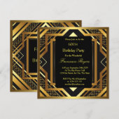 60e verjaardag Art Deco Gold Black Kaart (Voorkant / Achterkant)