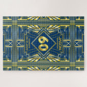 60e verjaardag Art Deco Gold Blue Great Gatsby Legpuzzel (Horizontaal)