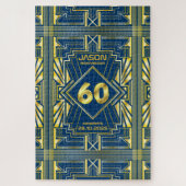 60e verjaardag Art Deco Gold Blue Great Gatsby Legpuzzel (Verticaal)